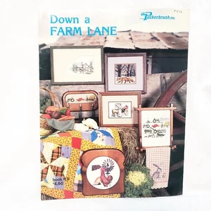 Down a Farm Lane Cross Stitch Patterns 1987 Puckerbrush Rooster Tractor Fox Girl - Picture 1 of 5