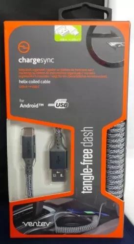 2 Ventev Chargesync Helix Coiled Cable 14" (Expandable) USB A to USB C BRAND NEW - Image 1 of 1