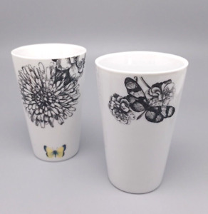 West Elm Vases Black / White Colored butterfly 4 5/8" Set of 2