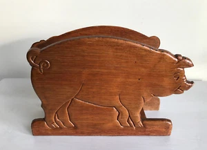 Vintage Wooden Pig Napkin / Letter Holder RusticFarmhouse Country Kitchen Decor - Picture 1 of 12