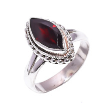 Silver ring Natural Mozambique Garnet Stone Marquise  ,925 Sterling Silver Ring.