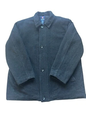 Vintage 90s CHAPS Mens Wool Black Jacket Collared Coat Shacket L/XL - Image 1 of 4
