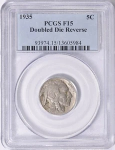 1935 Buffalo Nickel PCGS F15 DDR (Doubled Die Reverse) - Picture 1 of 4