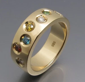 DISEÑO DE NEUMÁTICOS - TOP BRILLANTE CIELO ESTRELLADO "COLOR" - ORO 585 - ¡ÚNICO! - Imagen 1 de 9