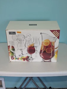 libbey 7 piece sangria serving set glasses and pitcher - Picture 1 of 10