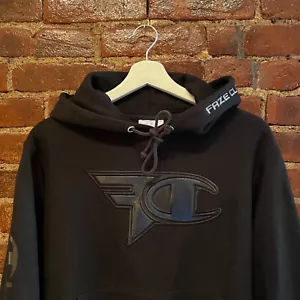 Sudadera con capucha Champion Faze Clan para hombre pequeña negra inversa tejida cuero sintético - Imagen 1 de 13