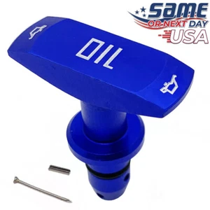 BLUE Billet Oil Dipstick Handle For MOST Ford Dodge Chrysler Jeep RAM V8 Engines - Picture 1 of 5