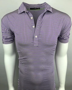 RLX Ralph Lauren Polo Shirt Men's XL Purple White Golf Striped Short Sleeve - Picture 1 of 15