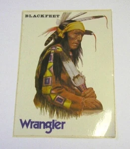 Old sticker vintage WRANGLER JEANS INDIAN BLACKFEET (inch 3 x 4.5) i - Picture 1 of 2