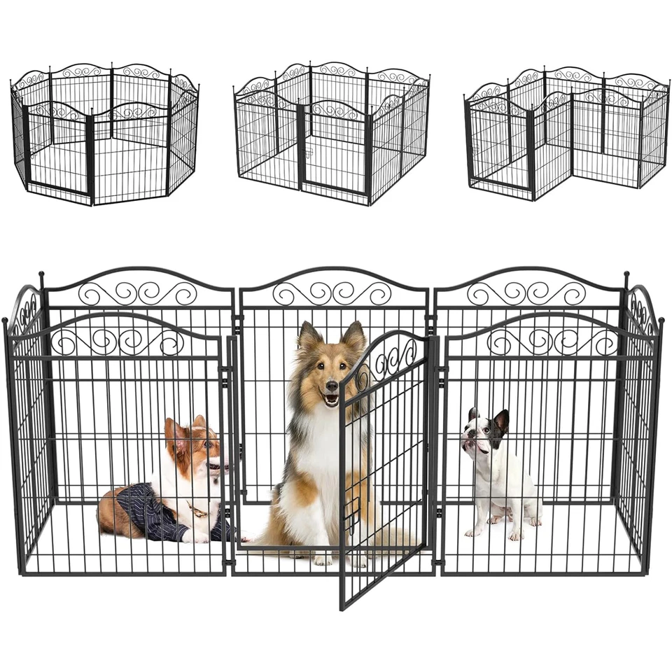 BINGO PAW BingoPaw 8 Panels Dog Play Pen Pet Puppy Playpen Metal Exercise Fence Enclosure