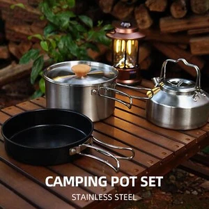 Camping Cookware Set, Camping Pot Pans and Kettle Lightweight Portable Camping - Picture 1 of 7