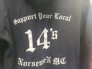 Support Your Local Norseman MC 14's Large Black Hooded Sweatshirt - Picture 1 of 4