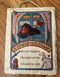 Firefighter’s Prayer Old New England Roofing Slate: 6.25”x8.25” Wall Decor Home - Picture 1 of 9