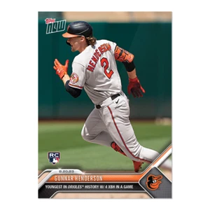 Tarjeta Gunnar Henderson RC 4 XBH Juego 2023 MLB TOPPS NOW 738 - Imagen 1 de 2