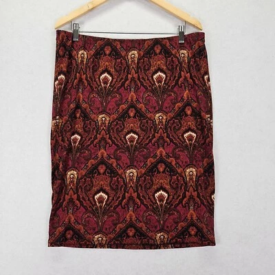 Saia Lápis Monroe & Main Pull On Boho Feminina Tamanho L Paisley Várias Cores Outono - Imagem 1 de 4