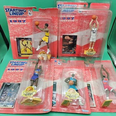 Lote de 5 figuras de baloncesto de la NBA de la alineación inicial 1997 series extendidas de colección nuevas Foto 1 de 4