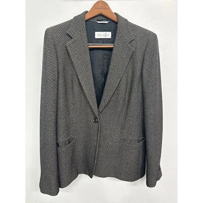Blazer Max Mara Vintage Mezcla Lana Virgen Botón Único Espiga Talla 14 Foto 1 de 4
