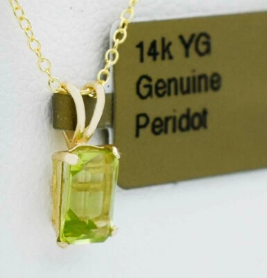 GENUINE 0.95 Cts PERIDOT PENDANT 14K GOLD - Free Appraisal Service -NEW WITH TAG - Image 1 of 3