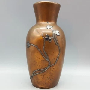 Heintz Sterling auf Bronze Vase 6,5" Arts & Crafts / Nouveau **BODENLOS - LESEN! - Bild 1 von 12