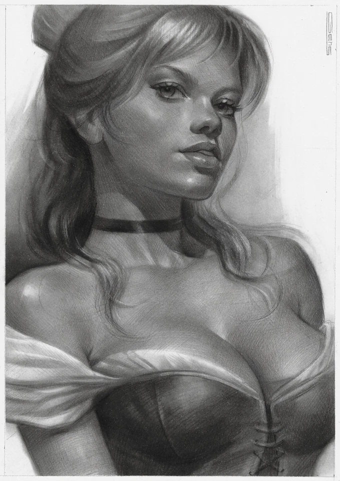 dibujo original A4 157GV ilustraciones pastel moderno Disney retrato de Cenicienta Foto 1 de 1