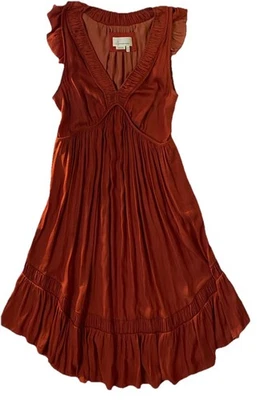 Vestido midi sedoso Anthropologie The Peregrine para mujer medio óxido satinado lo último Foto 1 de 4