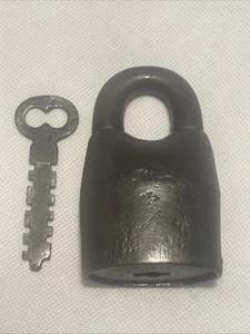 Antique 3 1/4” Scandinavian Style Padlock Cast Iron Working With Key - Picture 1 of 14