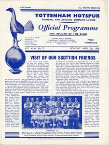 Tottenham v Hibernian Scotland (Friendly) 1953/1954 - Football Programme - Picture 1 of 1