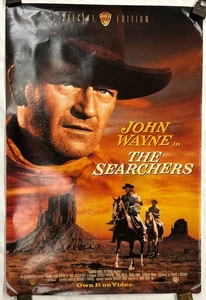 1998 John Wayne The Searchers Classic Western 1 Sided VHS DVD Video Store Poster - Picture 1 of 11