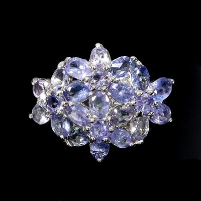 925 Sterling Silver Ring Oval Tanzanite Natural Gemstone Jewelry Size 8 - Image 1 of 4