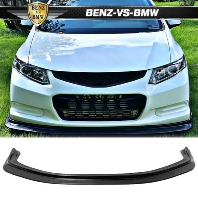 Fits 12-13 Honda Civic Coupe 2Dr Front Bumper Lip MDA Style Spoiler Unpainted PU — 第 1/4 张图片