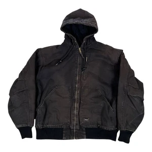 Walls Work Wear Jacket Mens XL Black Sun Faded Hooded Full Zip Canvas Heavy Duty - Picture 1 of 15