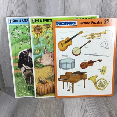 Lote de 3 rompecabezas vintage 1992 Frame-Tray ~ 1 parche de rompecabezas y 2 Rainbow Works Nuevo de Lote Antiguo Foto 1 de 4