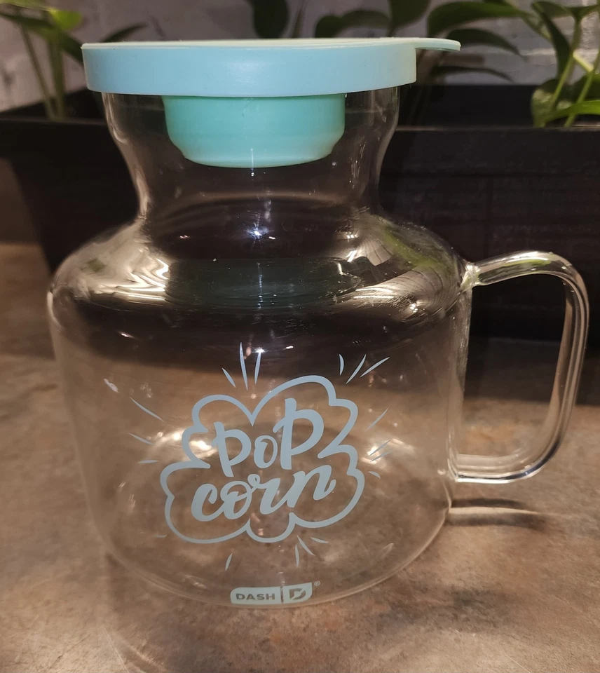 DASH Microondas Palomitas Popper Aqua Vidrio Tapa Silicona 2.5 Qt Usado en Excelente Condición Foto 1 de 4