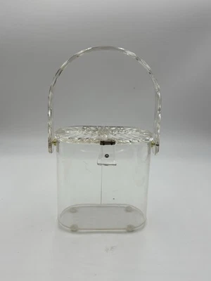 Bolso de Mano Vintage Gilli’s Original Nueva York Transparente Lucite Tallado Tapa Mango Bisagras Foto 1 de 4