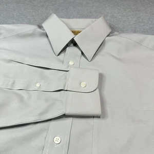 Roundtree & Yorke Gold Label Shirt Mens 16.5/34 TALL Grey 80s Pinpoint Poplin - Picture 1 of 8
