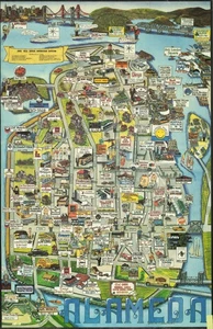 1990 Promotional Pictorial View of Alameda, California, San Francisco Bay Area - Picture 1 of 1
