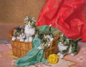 Daniel Merlin Mischievous Kittens Canvas Print 16 x 20 - Picture 1 of 4
