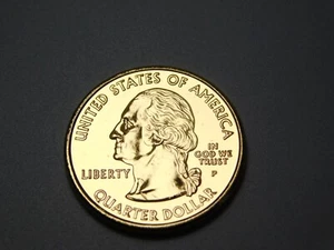 2001 P NY NEW YORK STATE STATUE OF LIBERTY US GOLD COLORED QUARTER - Picture 1 of 6