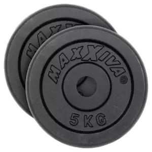 MAXXIVA Hantelscheiben 2er Set Gewichtsplatte je 5 kg Gusseisen schwarz 10 kg - Bild 1 von 7