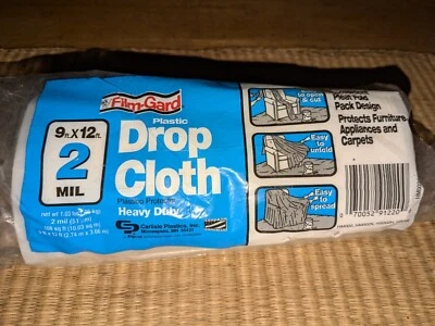 NUEVO-Film-Gard tela de caída de plástico de alta resistencia 9x12 = 108 pies cuadrados 2 mil Foto 1 de 3