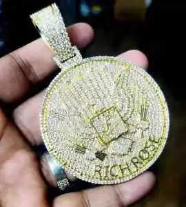 Lab Created Diamond Yellow Gold Plated Custom Letter Pendant Round 925 Silver - Picture 1 of 9