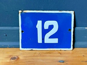 Number 12 Vintage Enamel House Numbers Made in Europe Room Hotel FREE POSTAGE - Picture 1 of 2