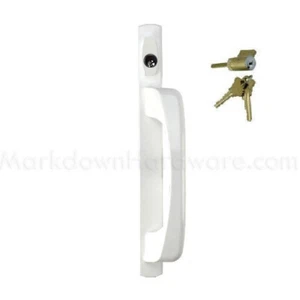 Pella Active Exterior Sliding Patio Door Handle with Key Lock + 2 Keys - White - Picture 1 of 3