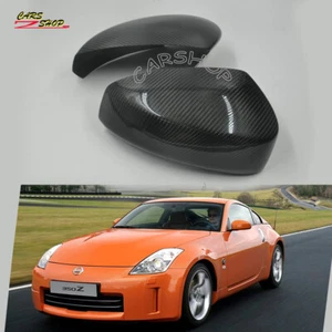 For Nissan 350Z Z33 2003-2009 Carbon Fiber Side View Mirror Cover Caps Overlay - Picture 1 of 5