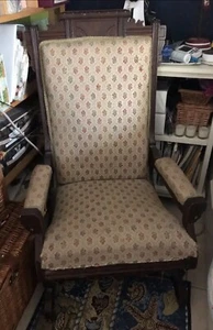 Antique Eastlake Victorian Carved Walnut Platform Rocker Rocking Chair - Picture 1 of 8