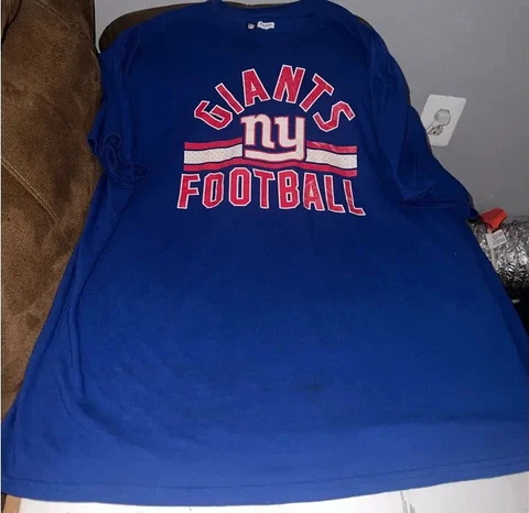New York Giants Team Apparel Men T Shirt Blue Red Short Sleeve Football NFL 2XL Cover