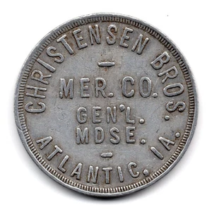CHRISTENSEN BROS. • GUT FÜR $1,00 IN WARE • ATLANTIC, IA. • TC-243415 - Bild 1 von 2