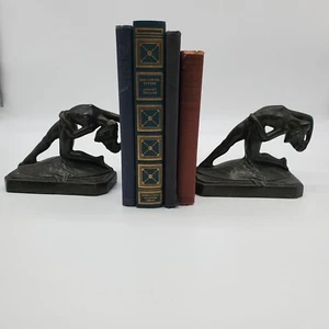 Art Deco Nouveau Bronze Nude Female Art Deco Bookends  - Picture 1 of 10