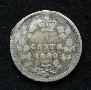 Canada 1880 H 5 Cents - Silver - Victoria - Picture 1 of 2