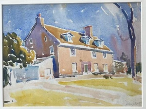 John Dull (Filadelfia 1859-1949) Casa de Bartram, pintura de acuarela firmada - Imagen 1 de 6